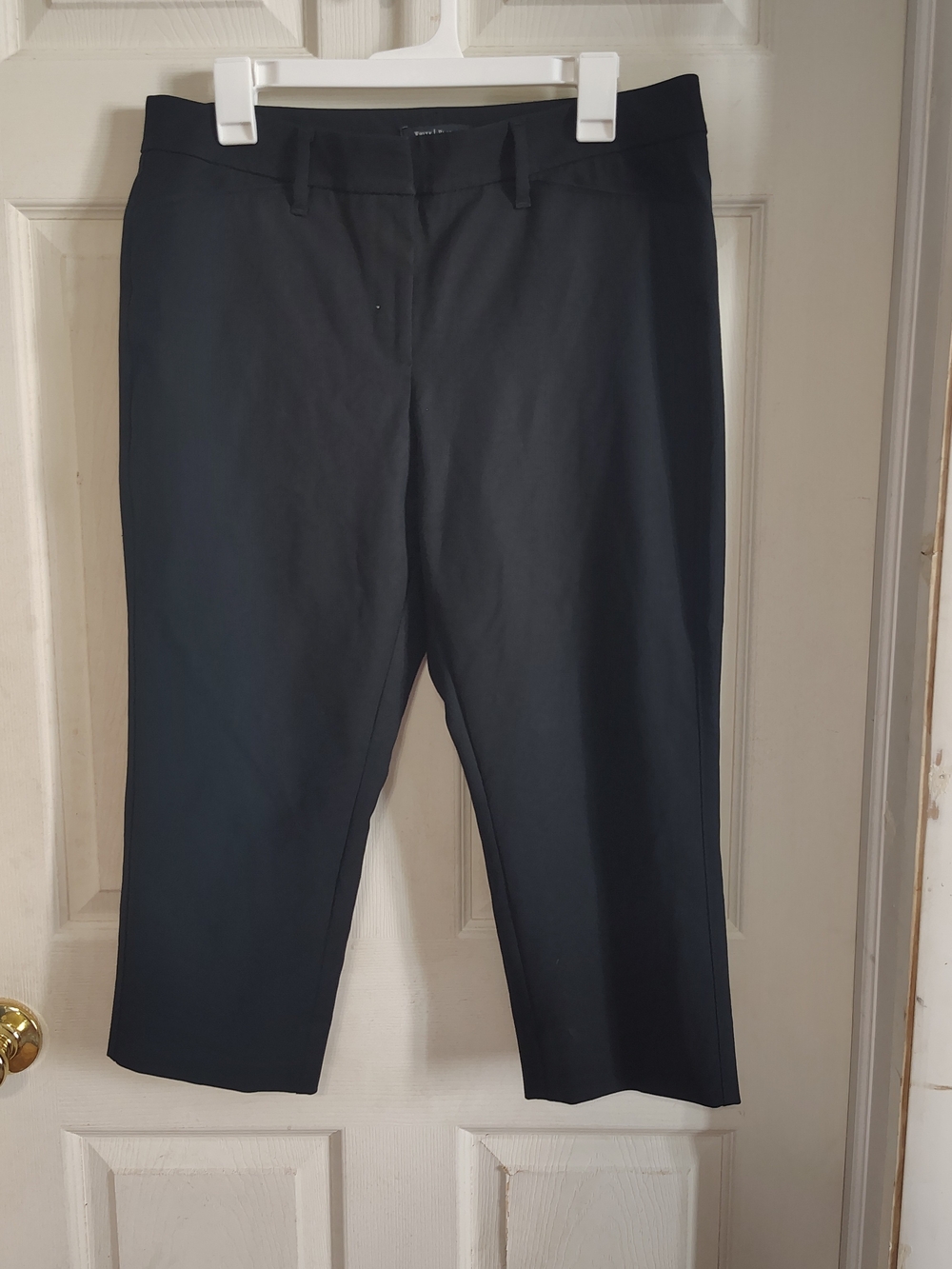 White House Black Market Womens Black Solid Straight Leg Crop Pants Size 10